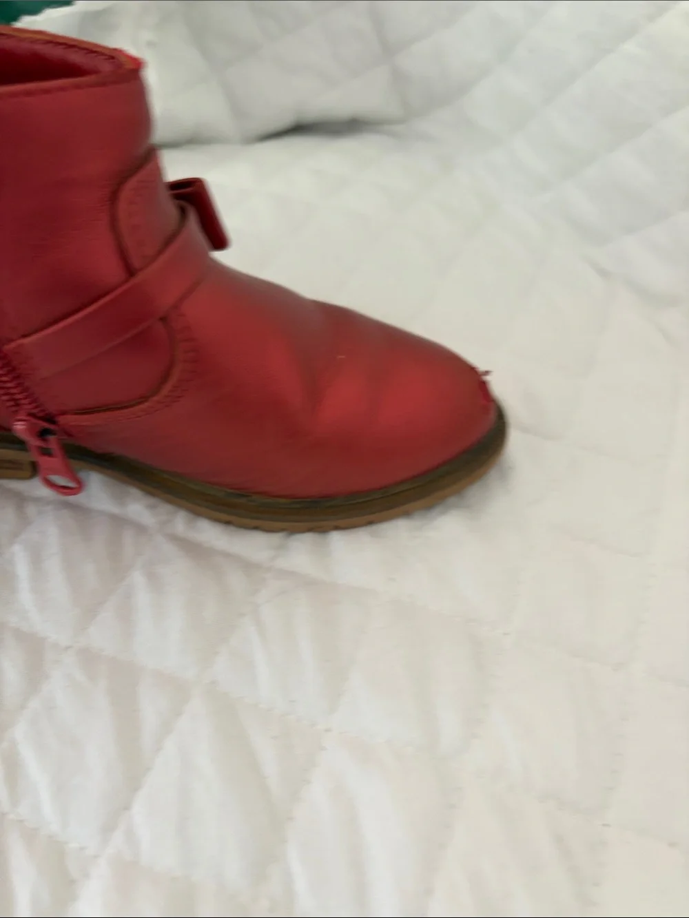 Cat & Jack Red Girls' Ankle Boots with Side Buckle